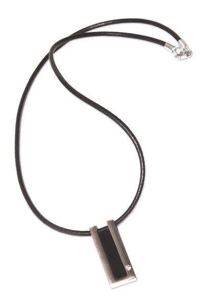 Leather pendant necklace, 'Quechua Minimalist' - Leather Pendant Necklace