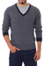 Men's alpaca blend sweater, 'Informal Gray' - Men's alpaca blend sweater (image 2a) thumbail