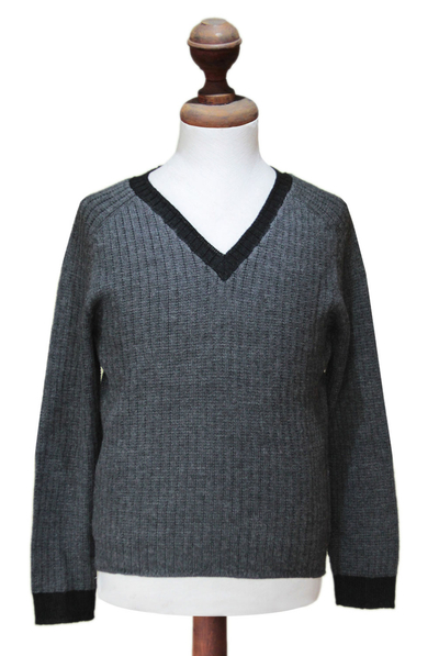 Men's alpaca blend sweater - Informal Gray | NOVICA