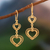 Gold vermeil filigree dangle earrings, 'Our Two Hearts' - Hand Made Peruvian Gold Vermeil Filigree Earrings (image 2) thumbail