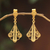 Gold plated filigree dangle earrings, 'Peruvian Lace' - 21K Gold Vermeil Filigree Dangle Earrings from Peru thumbail