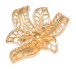 Gold vermeil filigree brooch pin, 'Tropical Orchid' - Handcrafted Floral Vermeil Filigree Brooch Pin