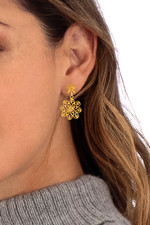 Gold vermeil filigree dangle earrings, 'Andean Blossom' - Artisan Crafted Gold Vermeil Filigree Dangle Earrings