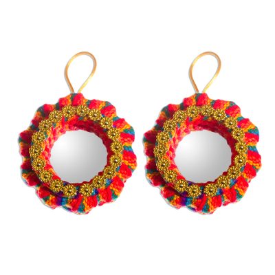 Cotton blend ornaments, 'Christmas Reflections' (pair) - Handmade Cotton Christmas Ornaments (Pair)