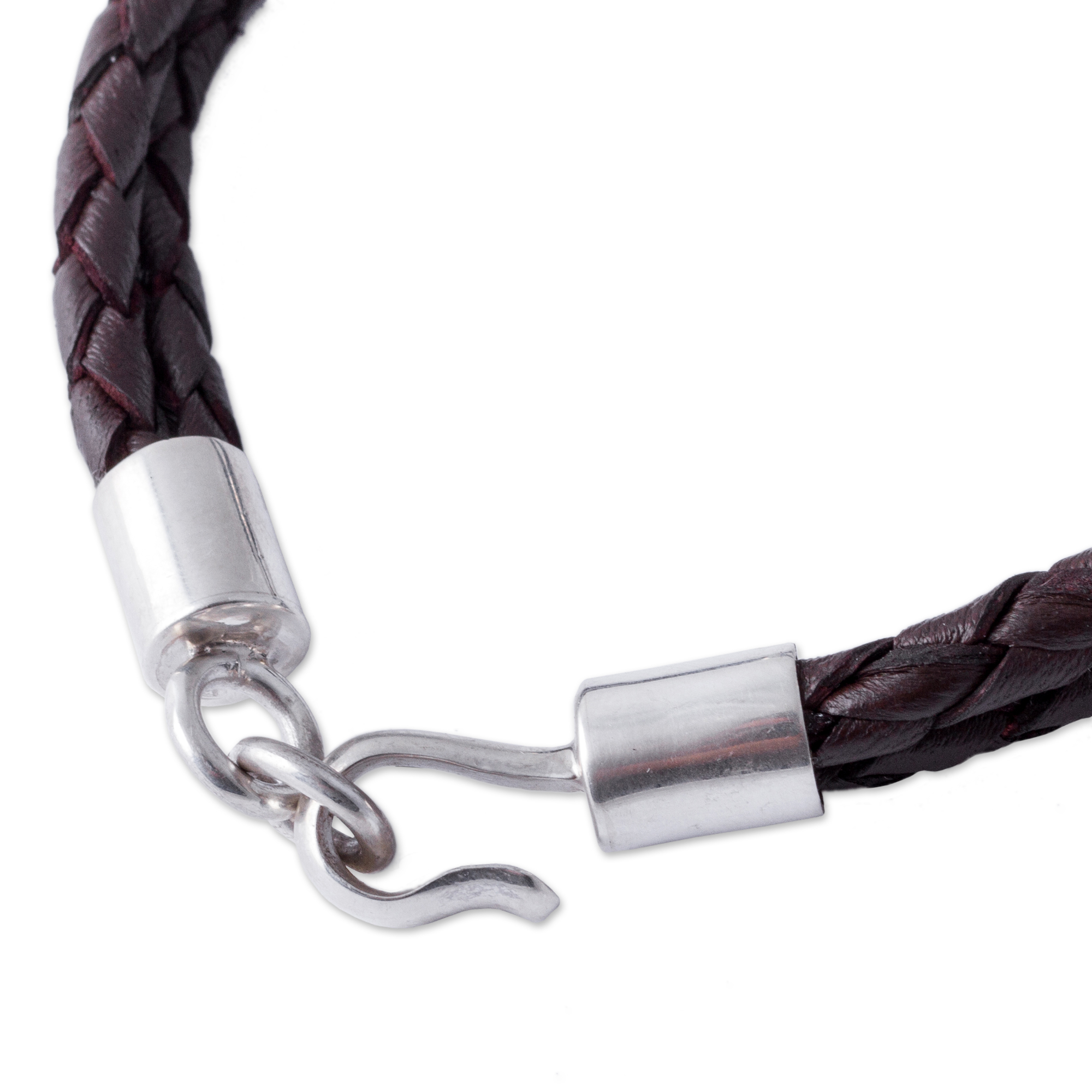 Unicef Market Handmade Mens Sterling Silver And Leather Bracelet Naturally 3569