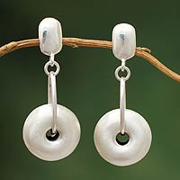 Sterling silver dangle earrings, 'Andean Charm' - Handcrafted Modern Sterling Silver Dangle Earrings