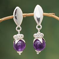 Amethyst dangle earrings, 'Sweet Lilac' - Amethyst dangle earrings