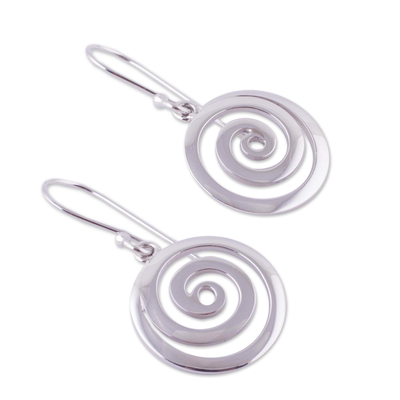 Sterling silver dangle earrings, 'Andean Whirlwind' - Sterling Silver Dangle Earrings