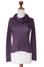 Cotton and alpaca sweater, 'Purple Warmth' - Cotton Blend Fashion Pullover Sweater (image 2c) thumbail