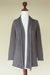 Cotton and alpaca sweater, 'Andean Gray' - Cotton and Alpaca Blend Cardigan (image 2c) thumbail
