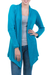 Cotton and alpaca sweater, 'Andean Blue' - Artisan Crafted Cotton Alpaca Blend Cardigan thumbail