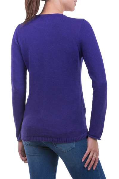Jersey de algodón y alpaca - Suéter tipo jersey de mezcla de lana de alpaca hecho a mano
