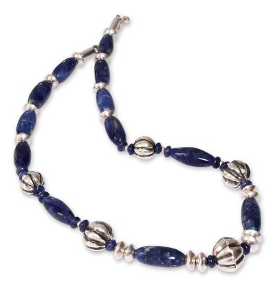 Sodalite beaded necklace, 'Andean Raindrops' - Sodalite beaded necklace