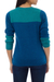 Alpaca blend sweater, 'Andean Blues' - Artisan Crafted Alpaca Blend Color Block Sweater (image 2b) thumbail