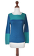 Alpaca blend sweater, 'Andean Blues' - Artisan Crafted Alpaca Blend Color Block Sweater (image 2d) thumbail