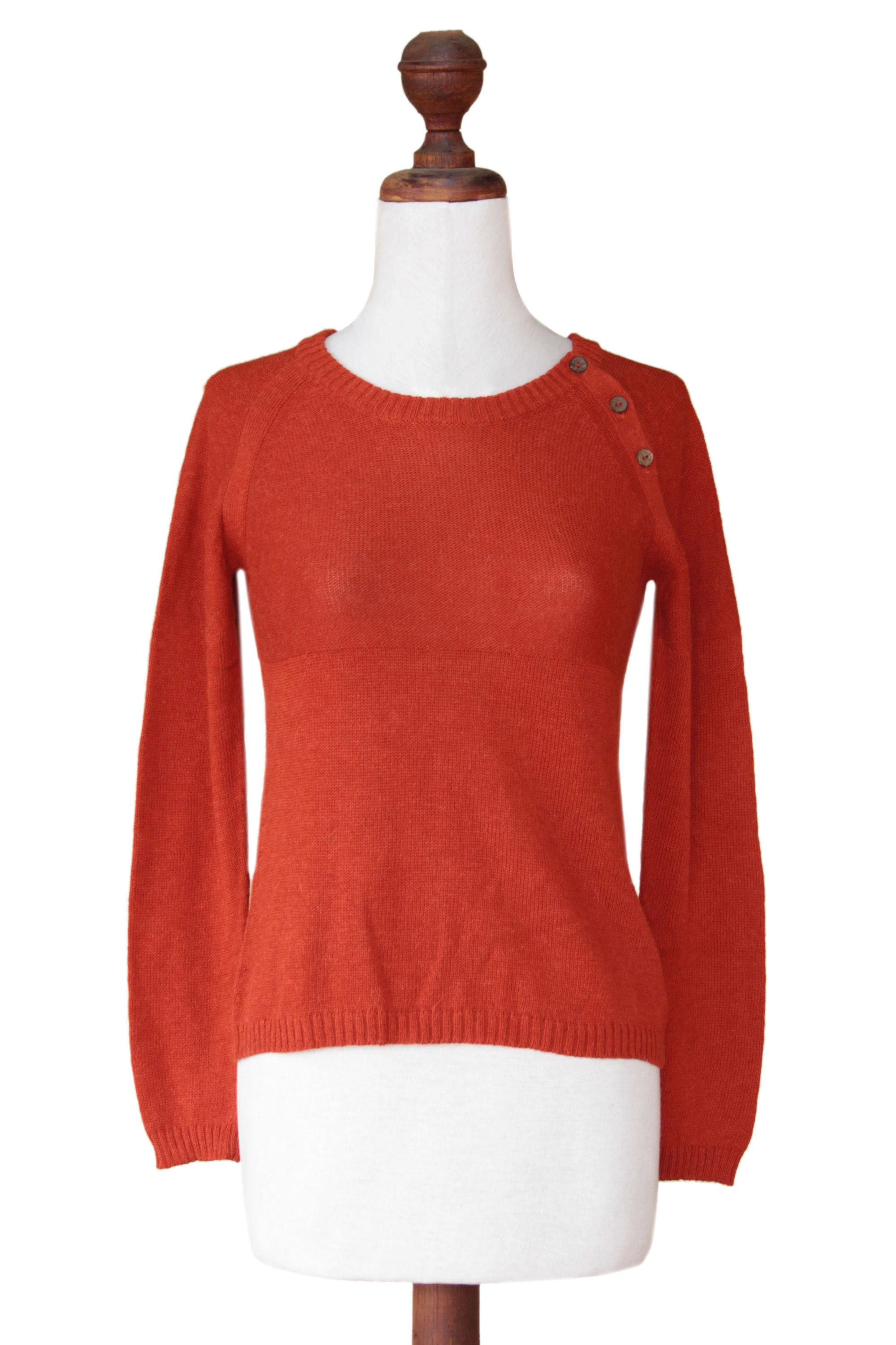 UNICEF Market | Handcrafted Alpaca Blend Sweater - Andean Orange
