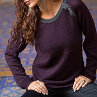 Alpaca blend sweater, 'Andean Purple'