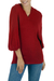 Alpaca blend hoodie sweater, 'Red Trujillo Lady' - Alpaca blend hoodie sweater (image 2b) thumbail