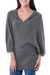 Alpaca blend hoodie sweater, 'Gray Trujillo Lady' - Alpaca blend hoodie sweater thumbail
