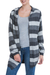 Alpaca blend hoodie sweater, 'Winter Shadows' - Striped Alpaca Blend Hoodie Sweater thumbail