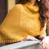 Alpaca blend poncho, 'Puno Ochre' - Unique Alpaca Wool Blend Poncho