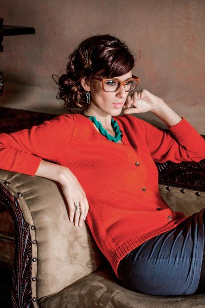 Alpaca blend cardigan, 'Timeless Orange' - Alpaca Blend Cardigan Sweater
