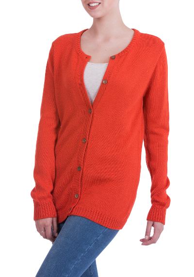 Alpaca blend cardigan, 'Timeless Orange' - Alpaca Blend Cardigan Sweater