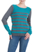 Alpaca blend sweater, 'Colca Elegance' - Unique Striped Alpaca Wool Sweater thumbail