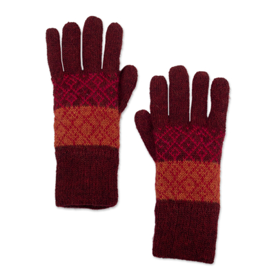 Handmade Alpaca Wool Patterned Gloves