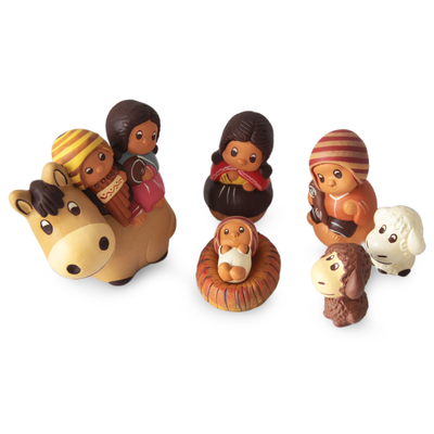 7 Piece Christmas Ceramic Nativity Scene Hand Made in Peru