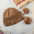 100% alpaca hat, 'Playful Pompoms' - Handmade Women's Floral Alpaca Wool Knit Hat thumbail