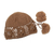 mütze aus 100 % Alpaka - Handgefertigte Damen-Strickmütze aus Alpakawolle mit Blumenmuster