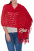 100% alpaca shawl, 'Cuzco Ruby' - Women's Alpaca Wool Crochet Shawl thumbail