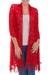 100% alpaca shawl, 'Cuzco Ruby' - Women's Alpaca Wool Crochet Shawl (image 2b) thumbail