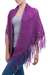 100% alpaca shawl, 'Amazon Orchid' - Genuine Alpaca Wool Crocheted Purple Shawl thumbail
