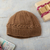 100% alpaca hat, 'Cajamarca Brown' - Handmade Alpaca Wool Solid Brown Beanie Hat (image 2) thumbail