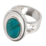 Chrysocolla single stone ring, 'Sense of Serenity' - Modern Sterling Silver Single Stone Chrysocolla Ring