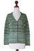 100% alpaca cardigan, 'Andean Horizon' - Fair Trade Alpaca Wool Cardigan Sweater (image 2c) thumbail