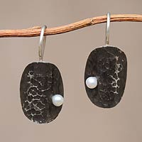 Cultured pearl drop earrings, 'Orbit' - Cultured pearl drop earrings
