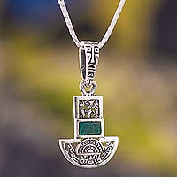 Chrysocolla pendant necklace, 'Ceremonial Tumi' - Chrysocolla Pendant Necklace