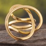 Gold plated cocktail ring, 'Amazon Knot' - Women's Modern 18K Gold Plated Cocktail Ring