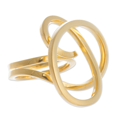Gold plated cocktail ring, 'Amazon Knot' - Women's Modern 18K Gold Plated Cocktail Ring