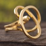 Gold plated cocktail ring, 'Amazon Knot' - Women's Modern 18K Gold Plated Cocktail Ring