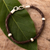 Men's leather and sterling silver bracelet, 'Fierce Chankas in Brown' - Men's Leather Bracelet with Sterling Silver Accents thumbail