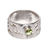 Peridot single stone ring, 'Inca Paths' - Sterling Silver and Peridot Band Ring