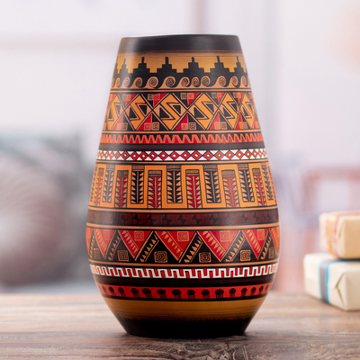 Cuzco decorative vase, 'Inca Art' - Hand Crafted Peruvian Inca Ceramic Vase
