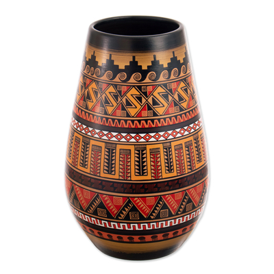 Cuzco dekorative Vase - Handgefertigte peruanische Inka-Keramikvase