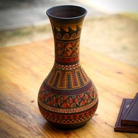 Cuzco decorative vase, 'Cunca Suytu' - Unique Inca Ceramic Museum Style Decroative Vase