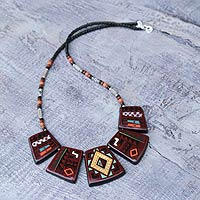 Ceramic beaded necklace, 'Colla Vineyard'