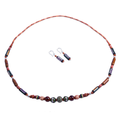 Ceramic beaded jewelry set, 'Inca Colors' - Ceramic Beaded Jewelry Set
